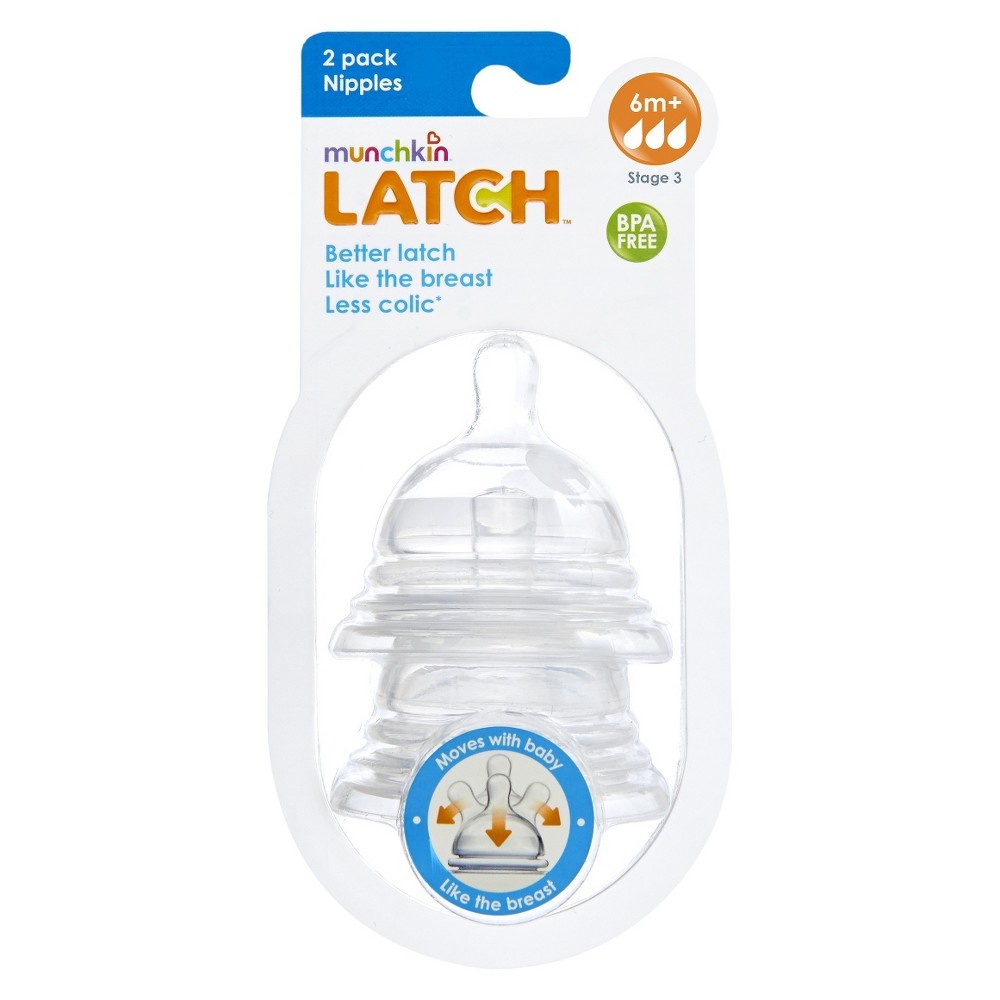 slide 3 of 5, Munchkin LATCH Stage 3 Nipple, 6+ Months, 2 ct