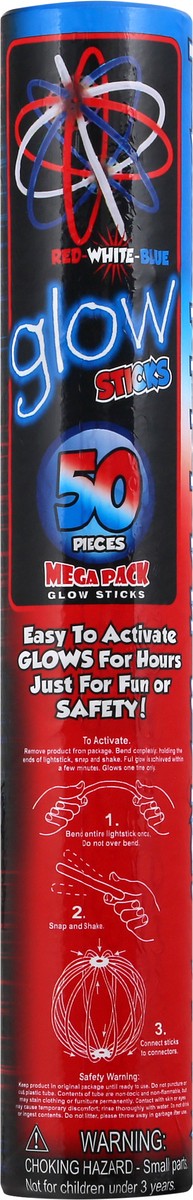 slide 5 of 6, Supreme Glow Glow Sticks, Red/White/Blue, Mega Pack, 50 ct