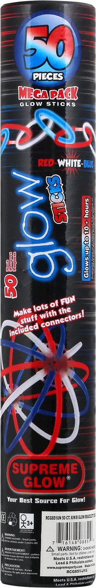 slide 6 of 6, Supreme Glow Glow Sticks, Red/White/Blue, Mega Pack, 50 ct