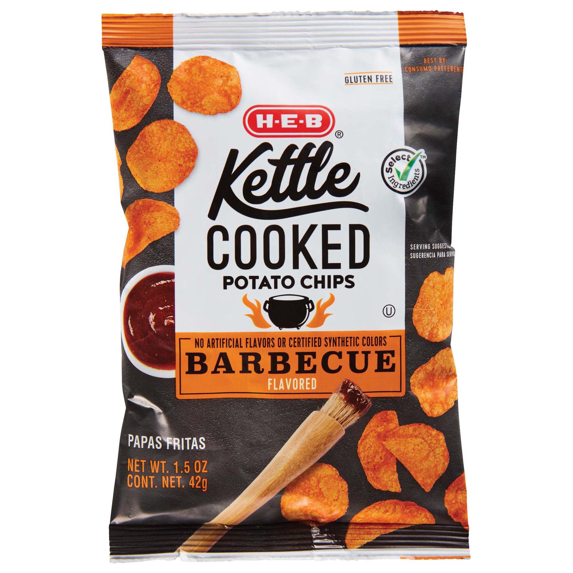 slide 1 of 1, H-E-B Select Ingredients Kettle Cooked Barbecue Chips, 1.5 oz