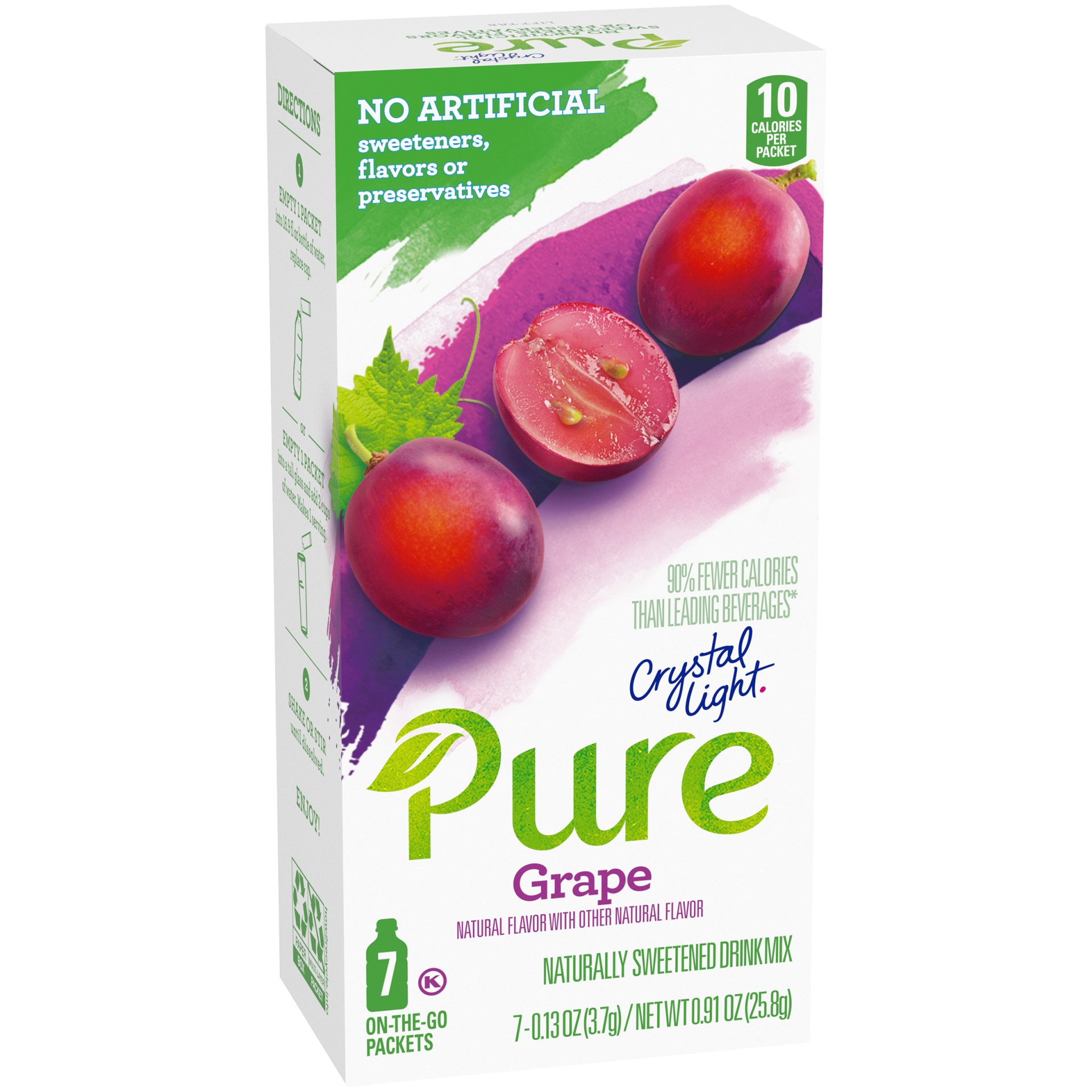 slide 2 of 6, Crystal Light Pure Grape Naturally Flavored Powdered Drink Mix with No Artificial Sweeteners On-the-Go, 2.17 oz