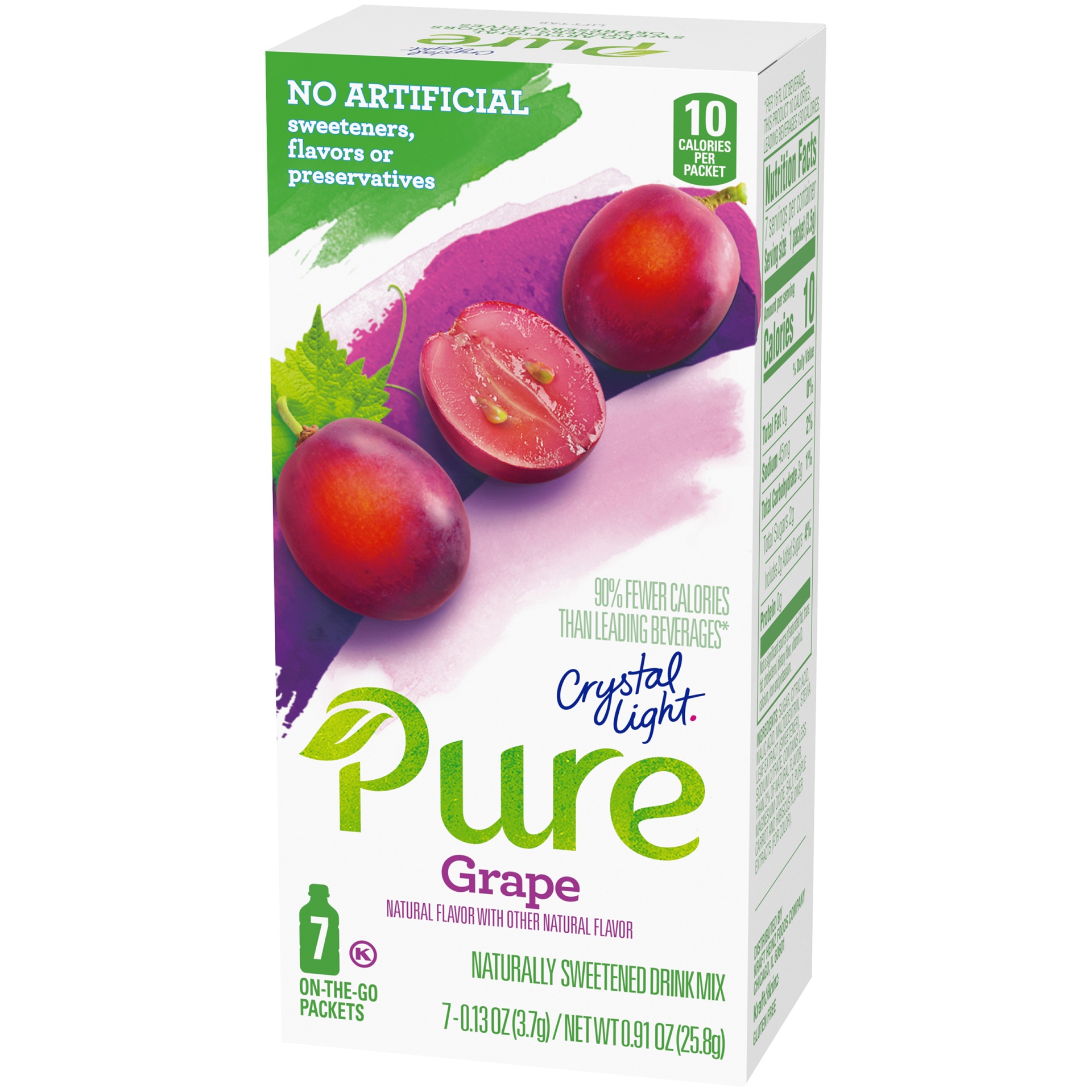 slide 3 of 6, Crystal Light Pure Grape Naturally Flavored Powdered Drink Mix with No Artificial Sweeteners On-the-Go, 2.17 oz