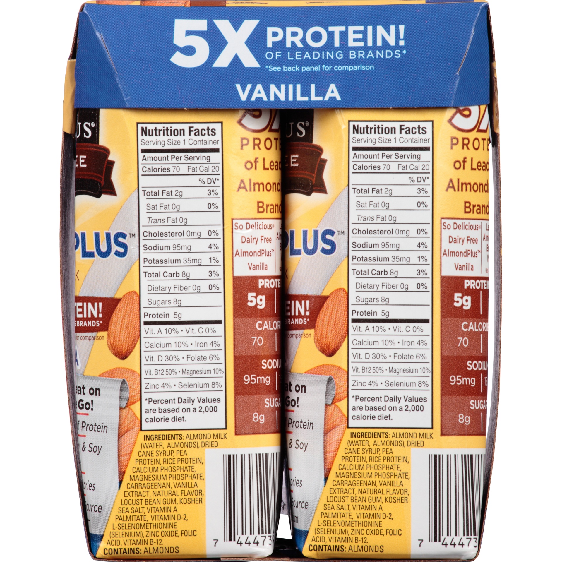 slide 5 of 8, So Delicious Dairy Free Almond Milk Protein Plus Vanilla 48 fl. oz. Cartons, 4 ct; 8 fl oz