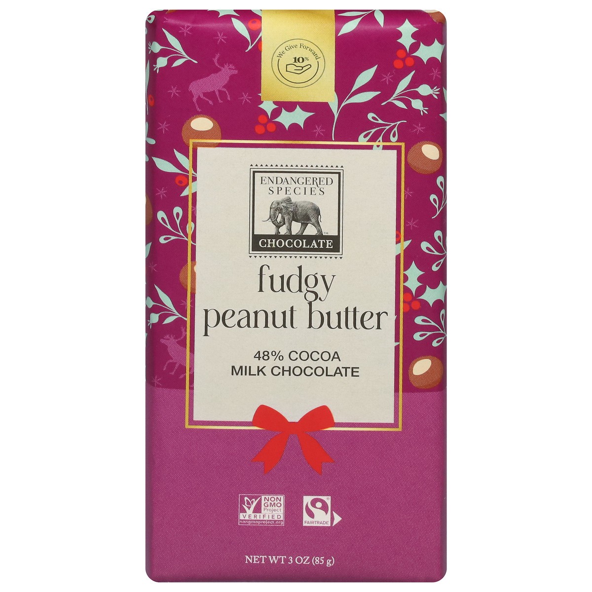 slide 12 of 13, Endangered Species 48% Cocoa Fudgy Peanut Butter Milk Chocolate Bar - 3 oz, 3 oz