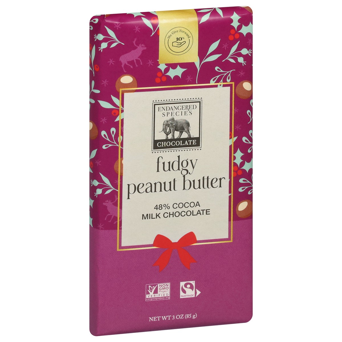 slide 5 of 13, Endangered Species 48% Cocoa Fudgy Peanut Butter Milk Chocolate Bar - 3 oz, 3 oz