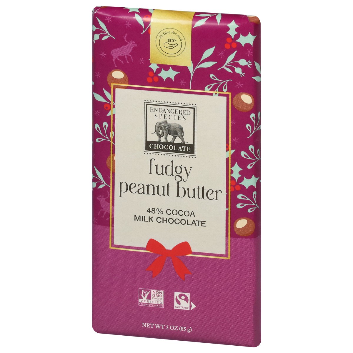 slide 11 of 13, Endangered Species 48% Cocoa Fudgy Peanut Butter Milk Chocolate Bar - 3 oz, 3 oz