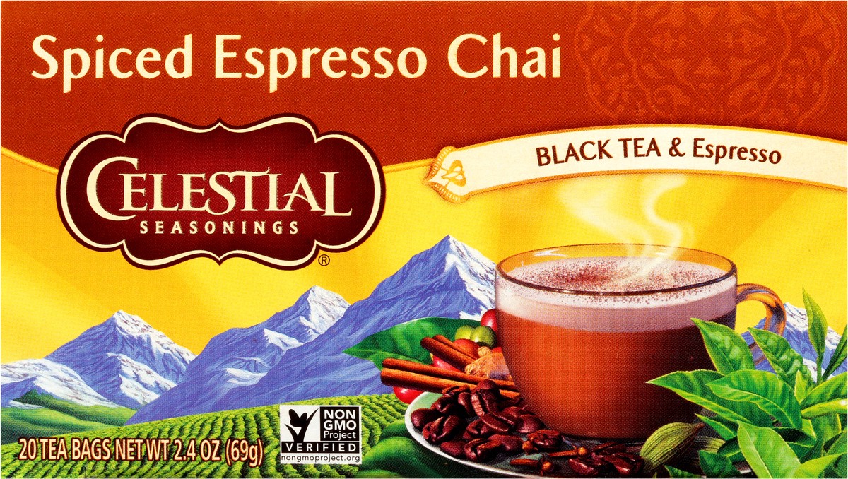 slide 4 of 11, Celestial Seasonings Spiced Espresso Chai Tea Bags 20 ct Box, 20 ct