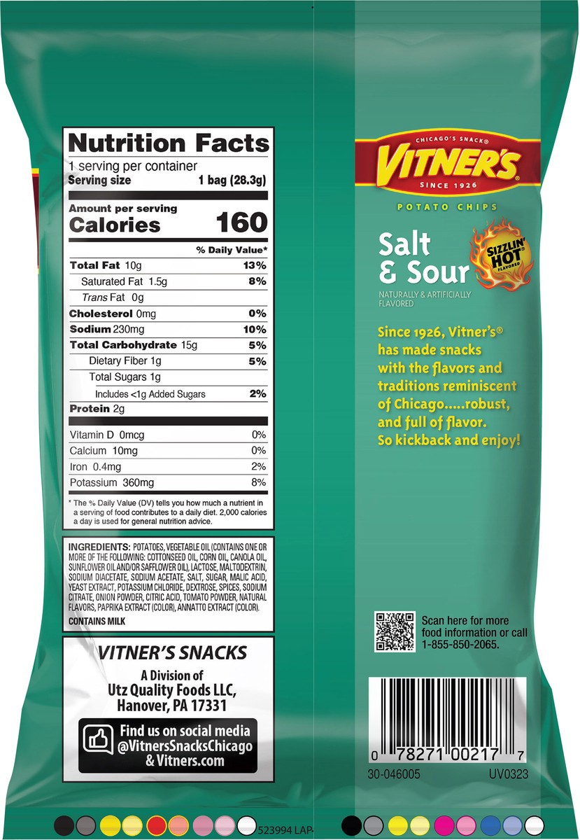 slide 8 of 11, Vitner's 1 oz Vitner's Sizzlin Sour Potato Chip, 1 oz