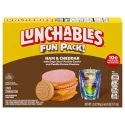 Lunchables Ham & Cheddar with Capri Sun Pacific Cooler and Vanilla Creme Cookies Fun Pack, 3.5 oz & 6 fl oz Package