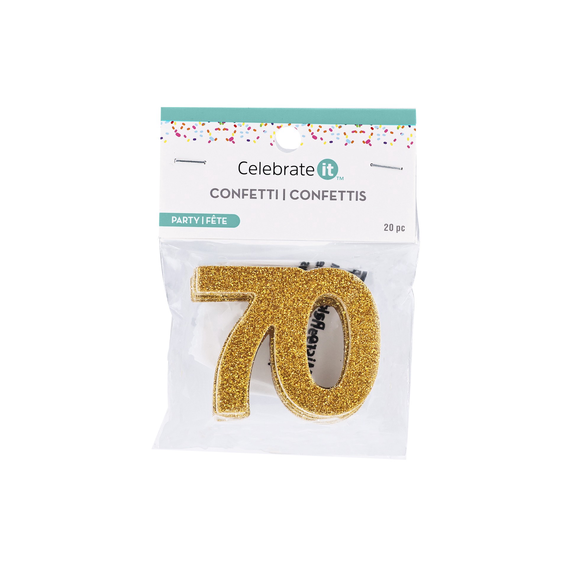 slide 2 of 3, 2" Gold 70 Glitter Confetti, 20ct. By Celebrate It, 20 ct