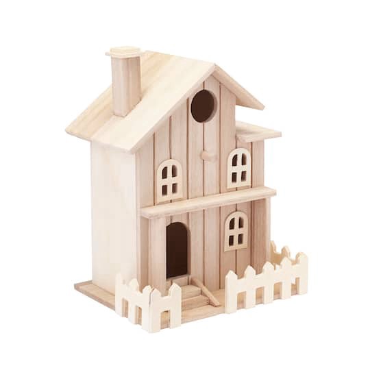 slide 1 of 3, 8.5" Two Story Cottage Birdhouse By Make Market, 6.89 in x 8.66 in x 5.31 in