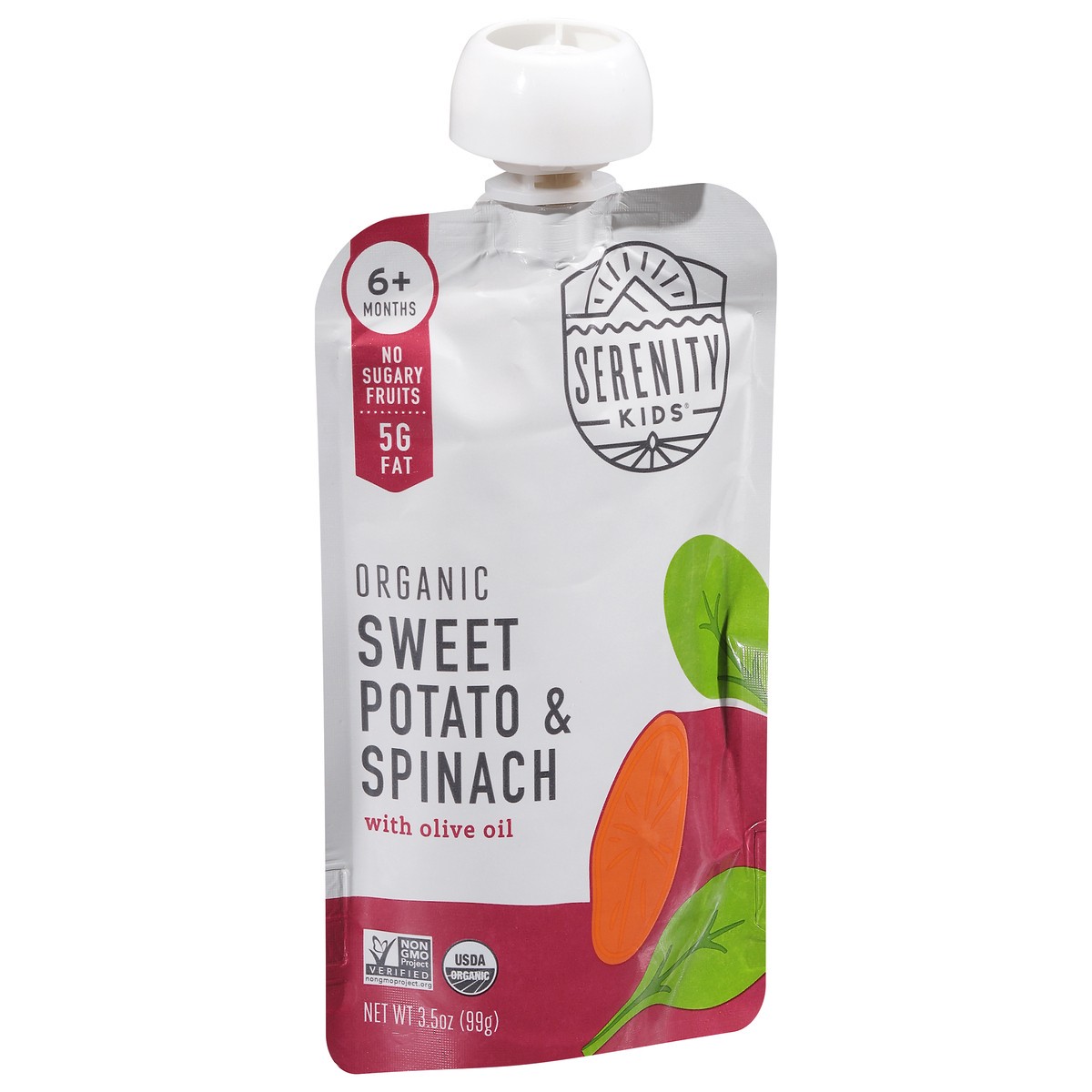 slide 4 of 9, Serenity Kids Organic Sweet Potato & Spinach with Organic Olive Oil Pouch, 3.5oz, 3.5 oz