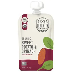 Serenity Kids Organic Sweet Potato & Spinach with Organic Olive Oil Pouch, 3.5oz