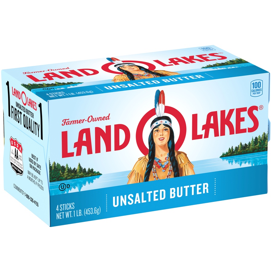 slide 2 of 6, Land O'Lakes Unsalted Butter Quarters, 1 lb