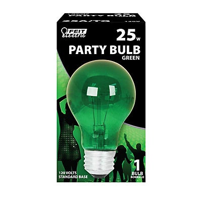 slide 1 of 1, Feit Electric Light Bulbs Party Bulb Green Transparent 25W, 1 ct