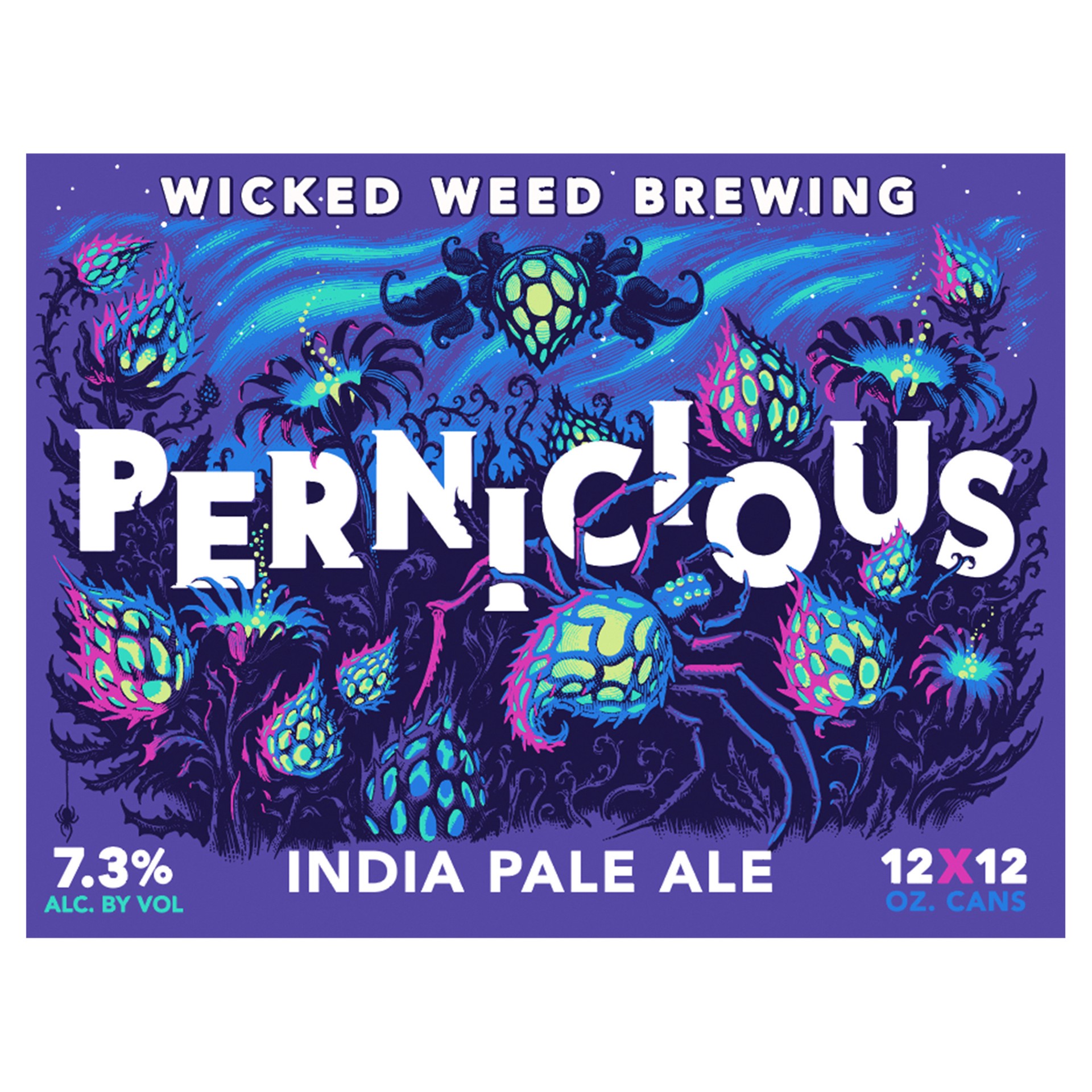 slide 3 of 4, Wicked Weed Pernicious IPA Craft Beer 12 Pack, 12 fl oz Cans, 12 ct; 12 oz