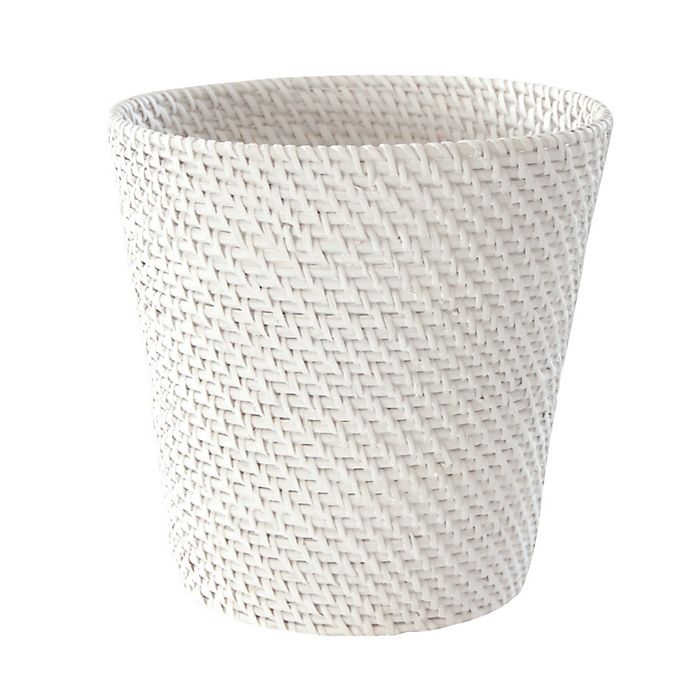 slide 1 of 1, Lamont Home Caribbean White Rattan Wastebasket, 1 ct