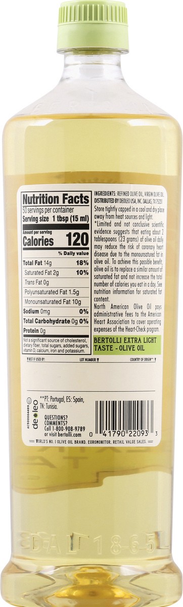 slide 4 of 12, Bertolli Extra Light Taste Olive Oil 25.36 fl oz, 750 ct