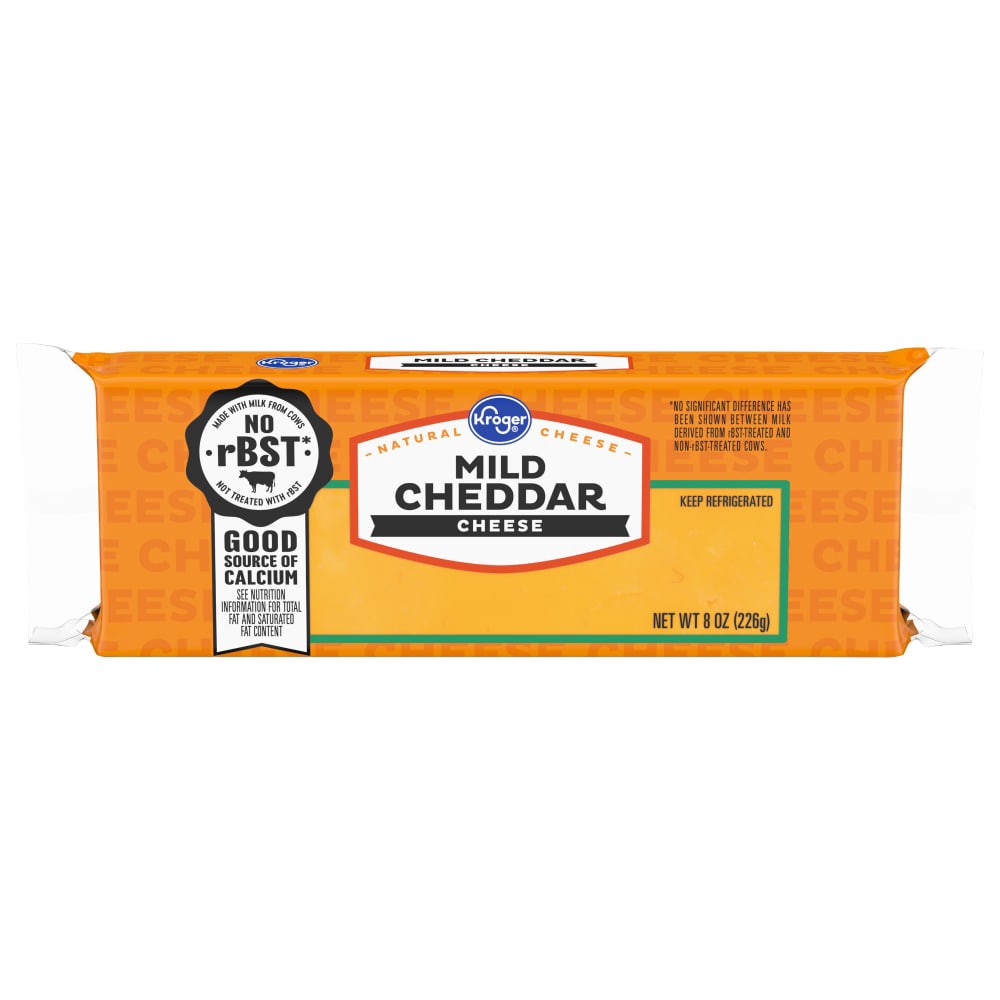 slide 1 of 6, Kroger Mild Cheddar Cheese Bar, 8 oz