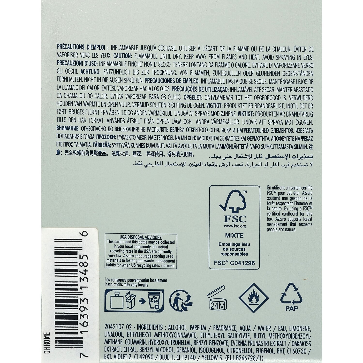 slide 4 of 4, Chrome Azzaro Spray, 3.4 Oz, 3.4 oz