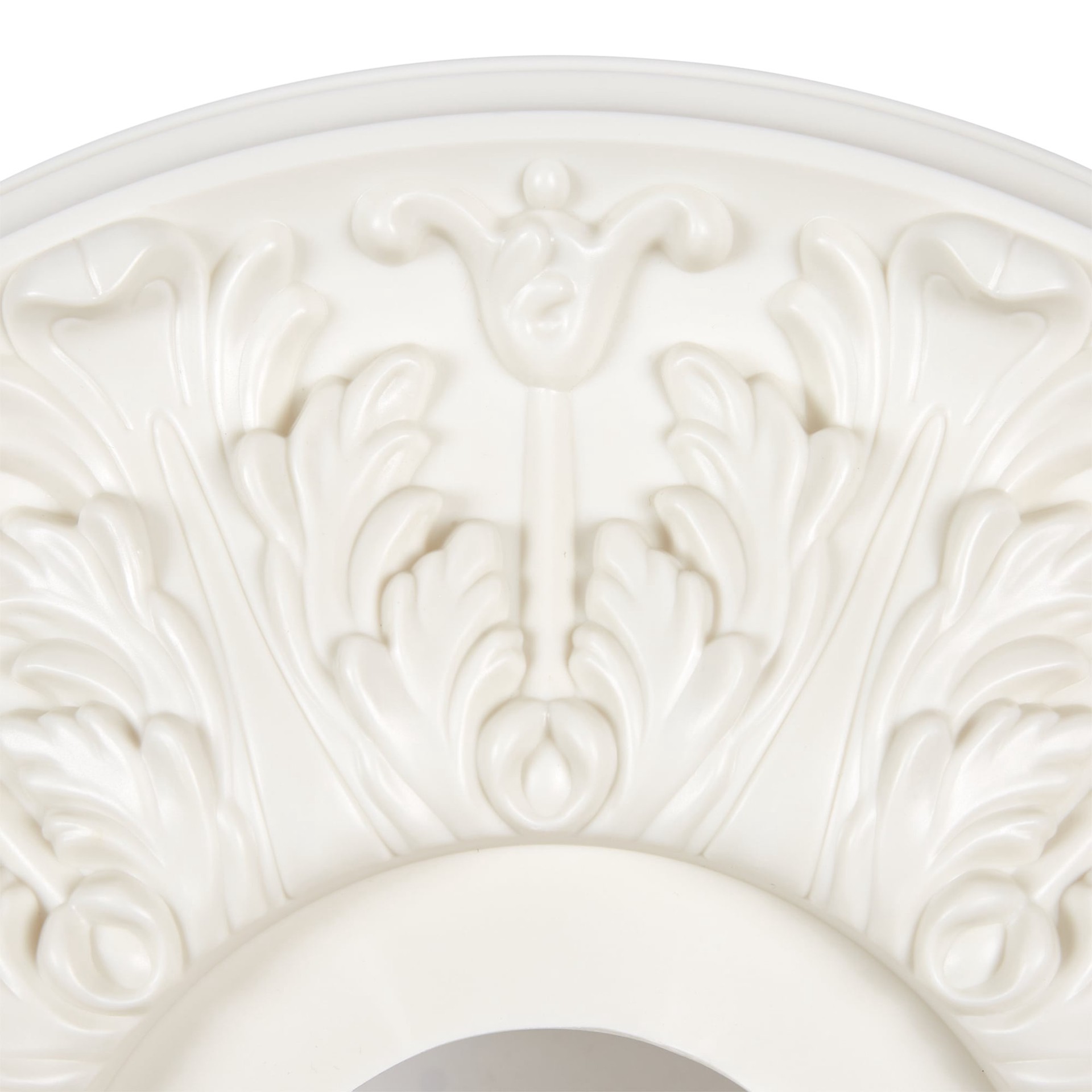slide 2 of 4, allen + roth 15.88-in W x 15.88-in L Colonial Painted White Composite Whole Ceiling Medallion, 1 ct