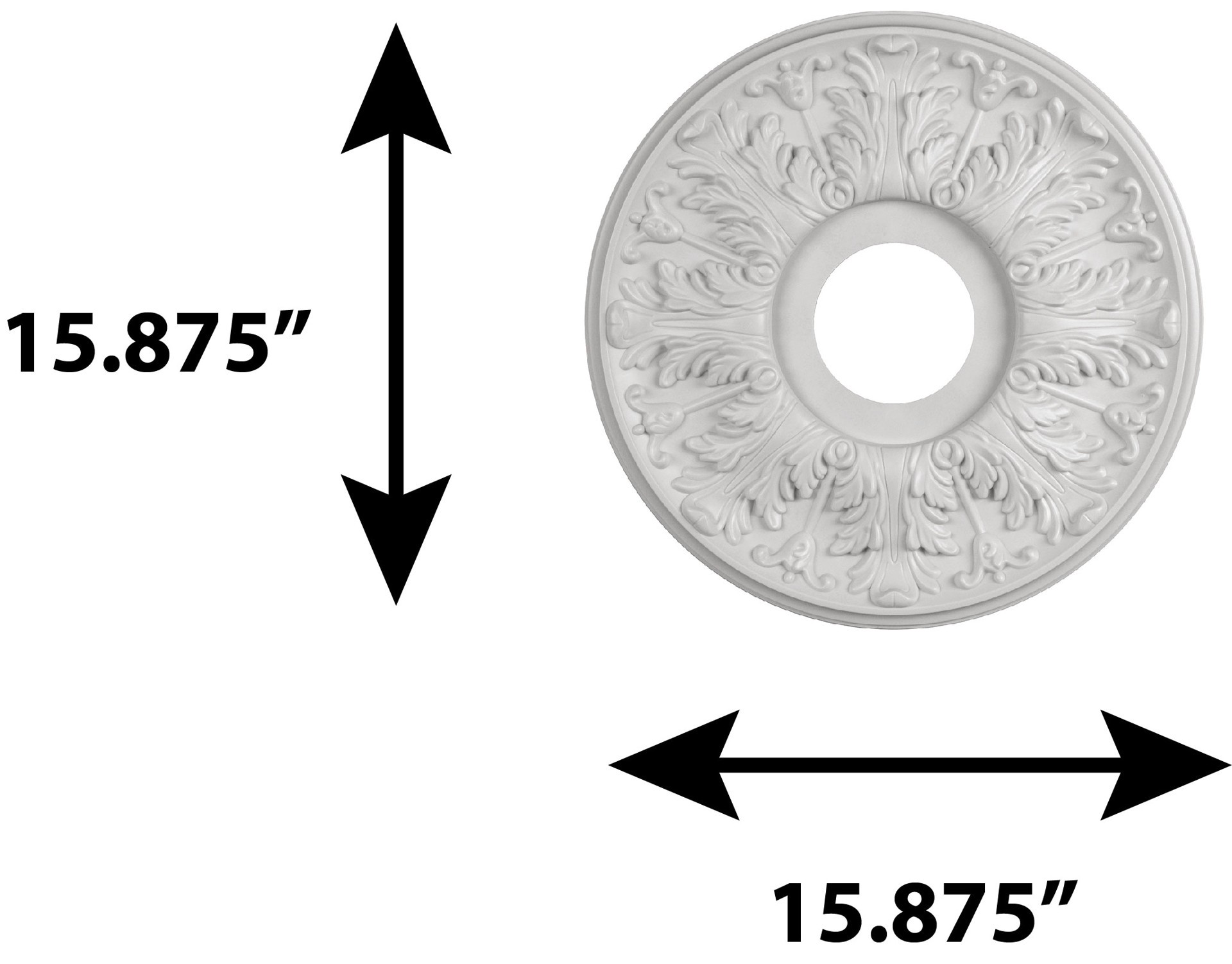 slide 4 of 4, allen + roth 15.88-in W x 15.88-in L Colonial Painted White Composite Whole Ceiling Medallion, 1 ct