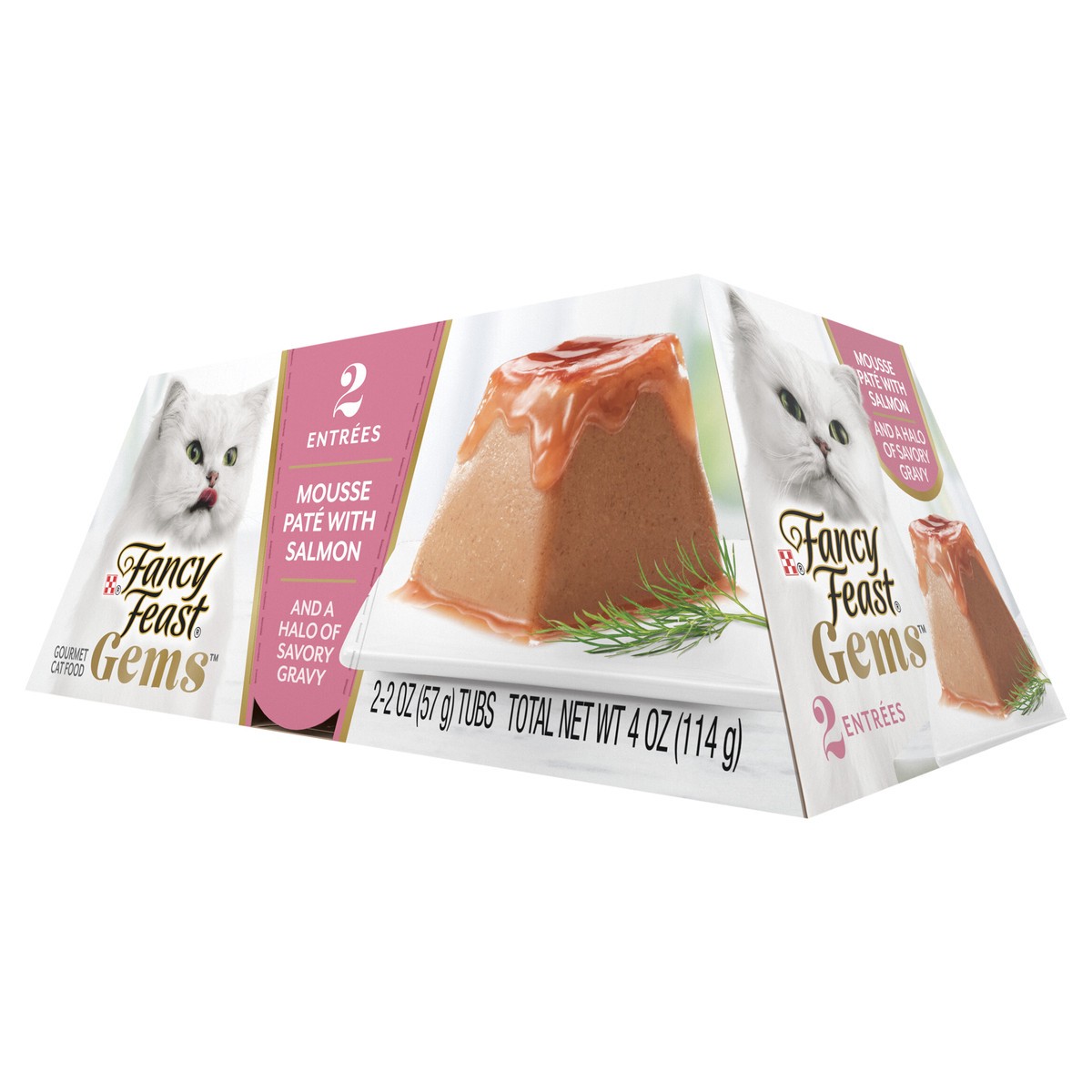 slide 10 of 10, Fancy Feast Purina Fancy Feast Gems Mousse Pate With Salmon and Halo of Savory Gravy Cat Food - 4 oz. Box, 4 oz