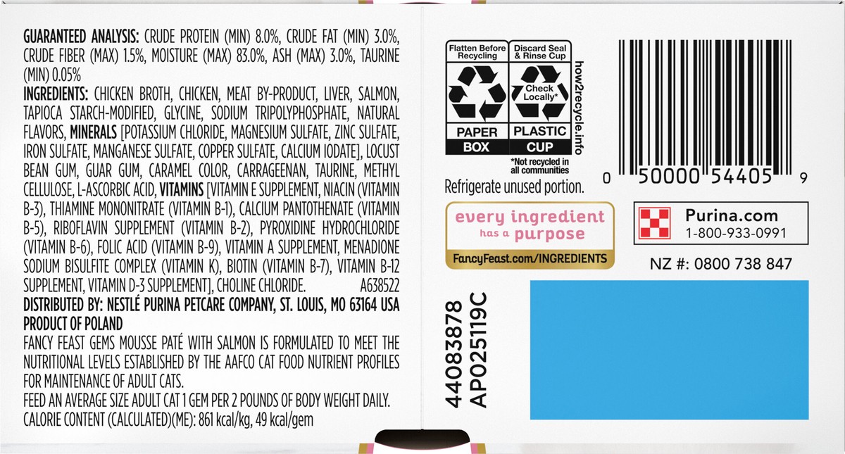 slide 3 of 10, Fancy Feast Purina Fancy Feast Gems Mousse Pate With Salmon and Halo of Savory Gravy Cat Food - 4 oz. Box, 4 oz