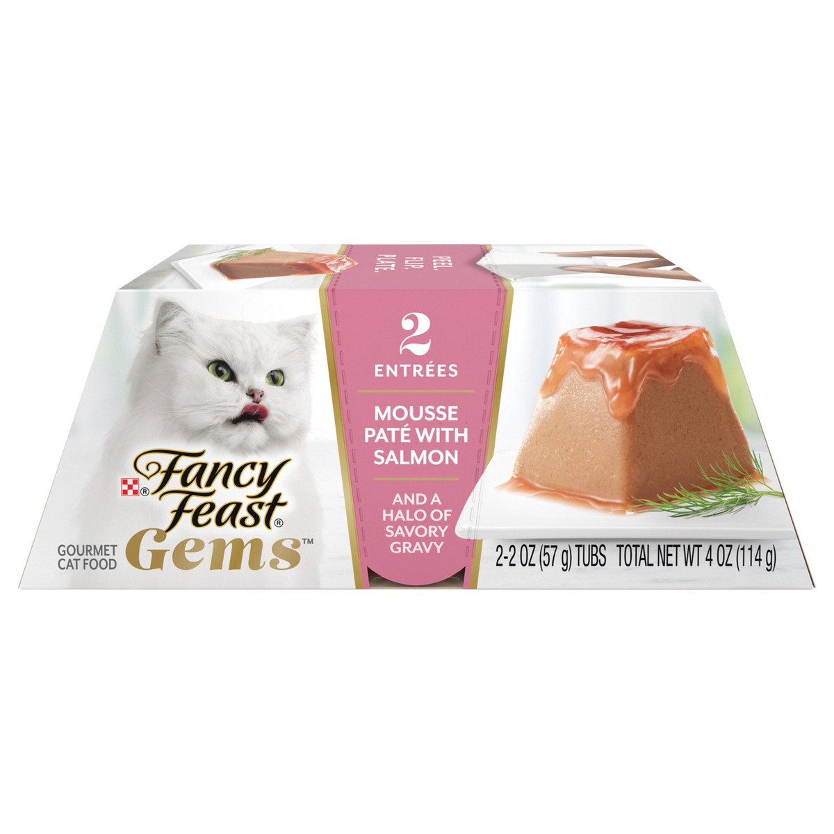 slide 1 of 10, Fancy Feast Purina Fancy Feast Gems Mousse Pate With Salmon and Halo of Savory Gravy Cat Food - 4 oz. Box, 4 oz