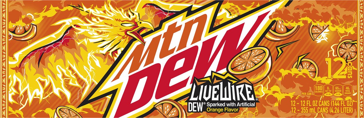 slide 4 of 8, Mountain Dew Live Wire Soda Citrus Orange - 144 fl oz, 144.0 fl oz