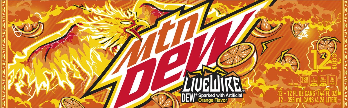 slide 6 of 8, Mountain Dew Live Wire Soda Citrus Orange - 144 fl oz, 144.0 fl oz