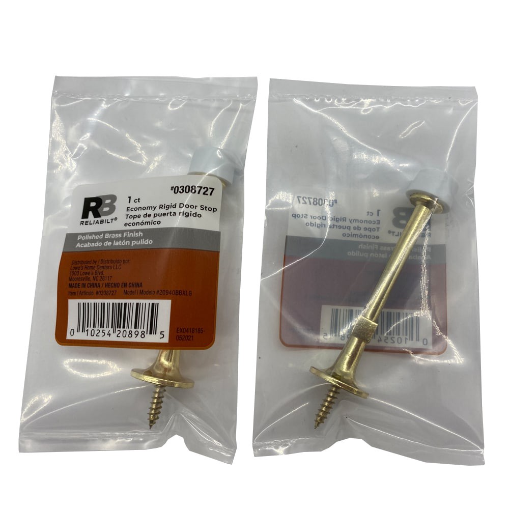 slide 5 of 6, RELIABILT 3-1/2-in Polished brass Rigid Door Stop, 1 ct