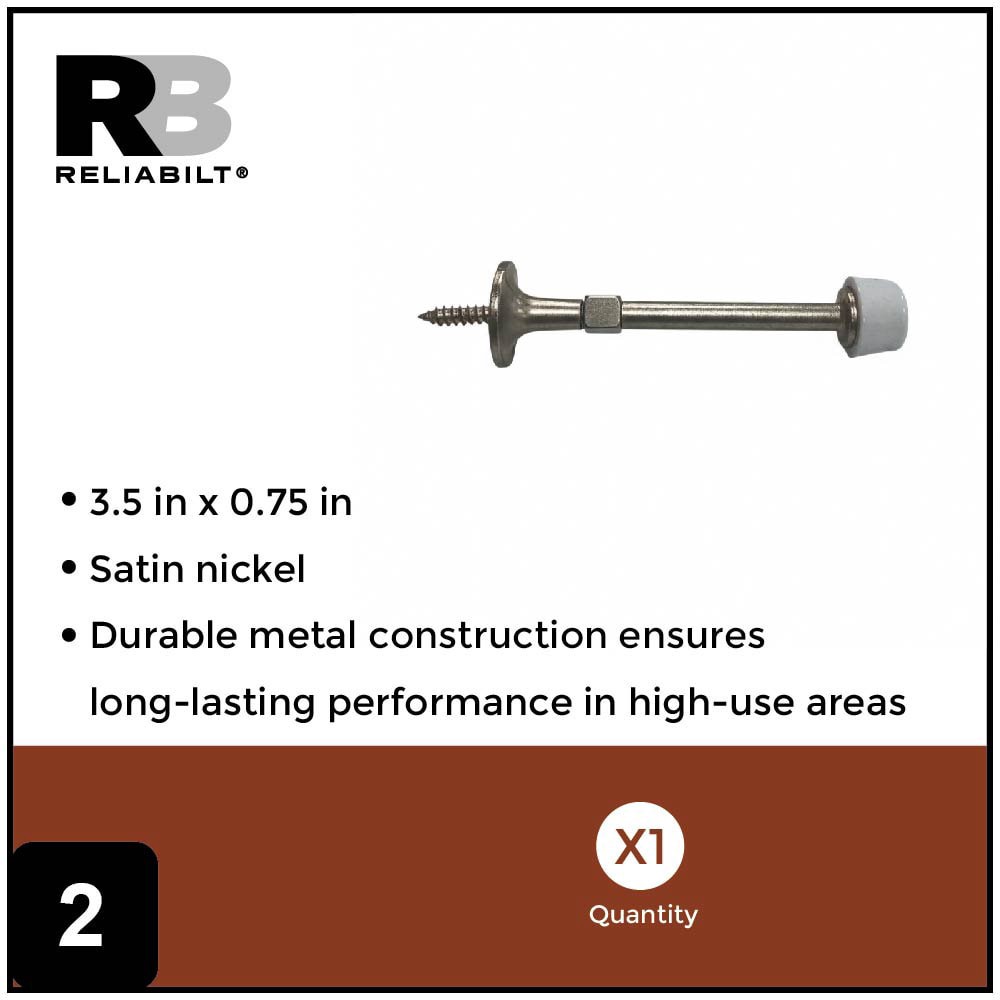 slide 5 of 6, RELIABILT 3-1/2-in Satin nickel Rigid Door Stop, 1 ct