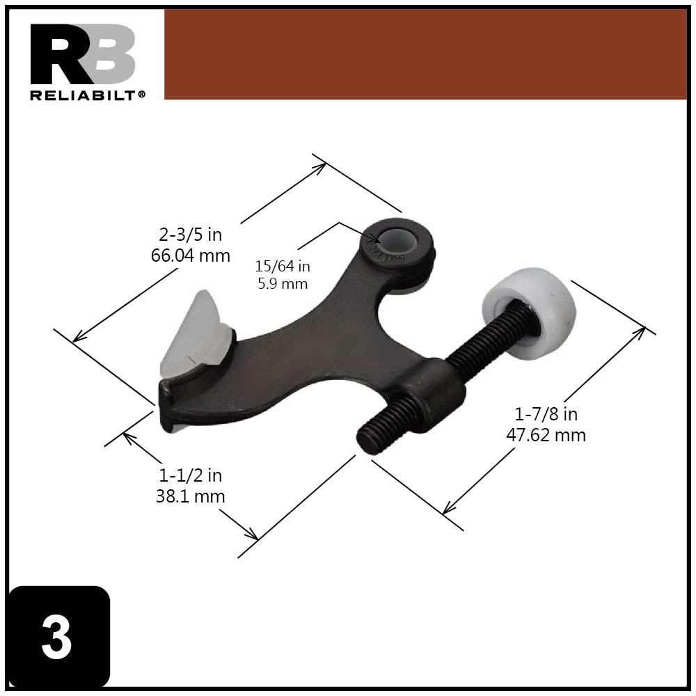 slide 5 of 6, RELIABILT 2-3/5-in Oil-rubbed bronze Hinge pin Door Stop, 1 ct