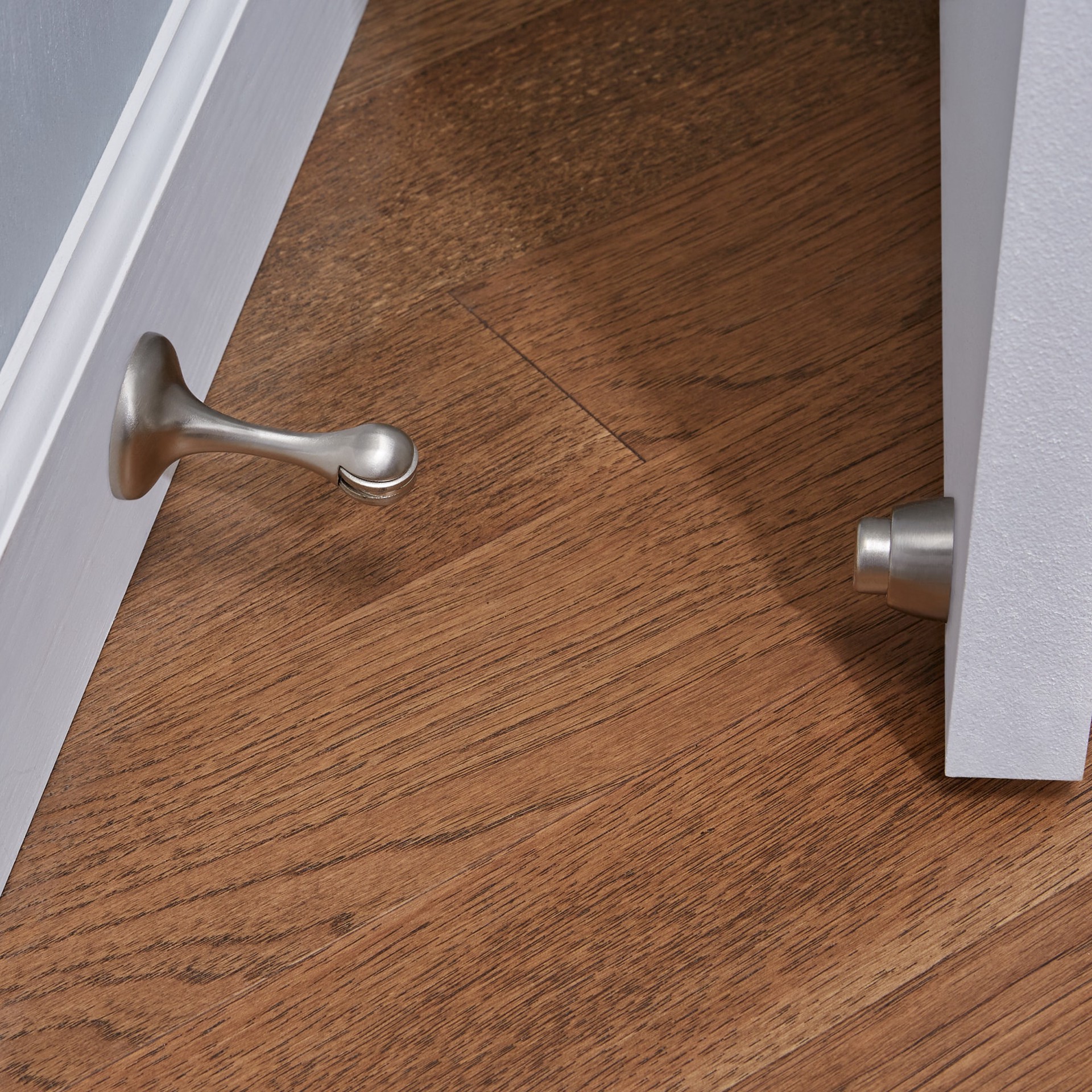 slide 3 of 6, RELIABILT 3-in Satin nickel Wall protector Door Stop, 1 ct