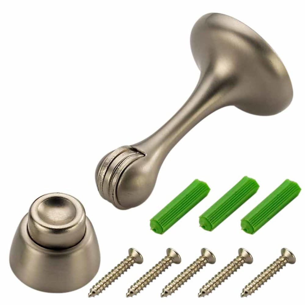 slide 1 of 6, RELIABILT 3-in Satin nickel Wall protector Door Stop, 1 ct