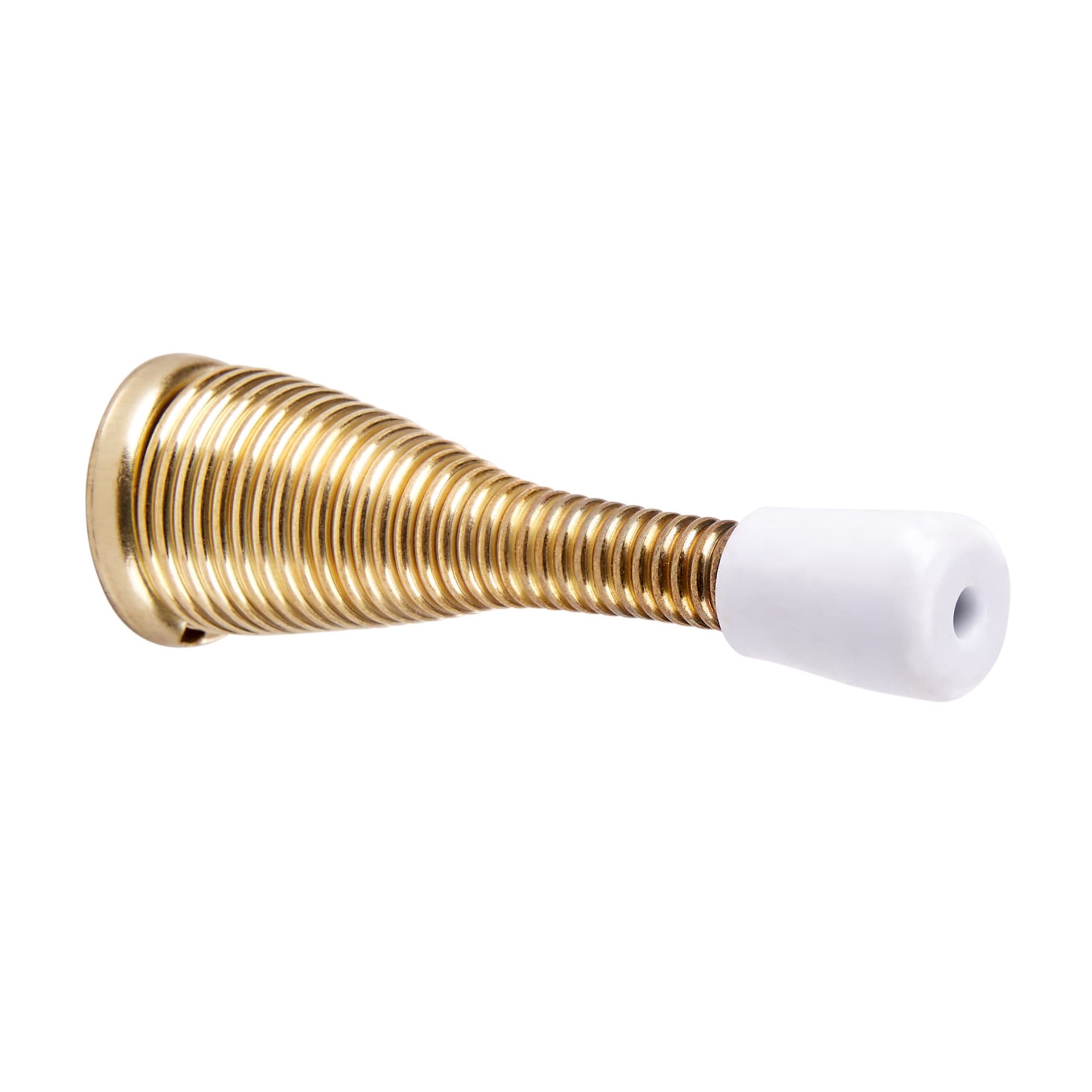 slide 2 of 6, RELIABILT 2-9/10-in Polished brass Spring Door Stop, 1 ct