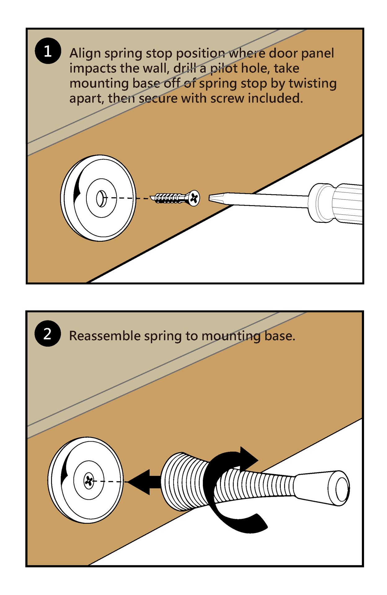 slide 4 of 6, RELIABILT 2-9/10-in Polished brass Spring Door Stop, 1 ct