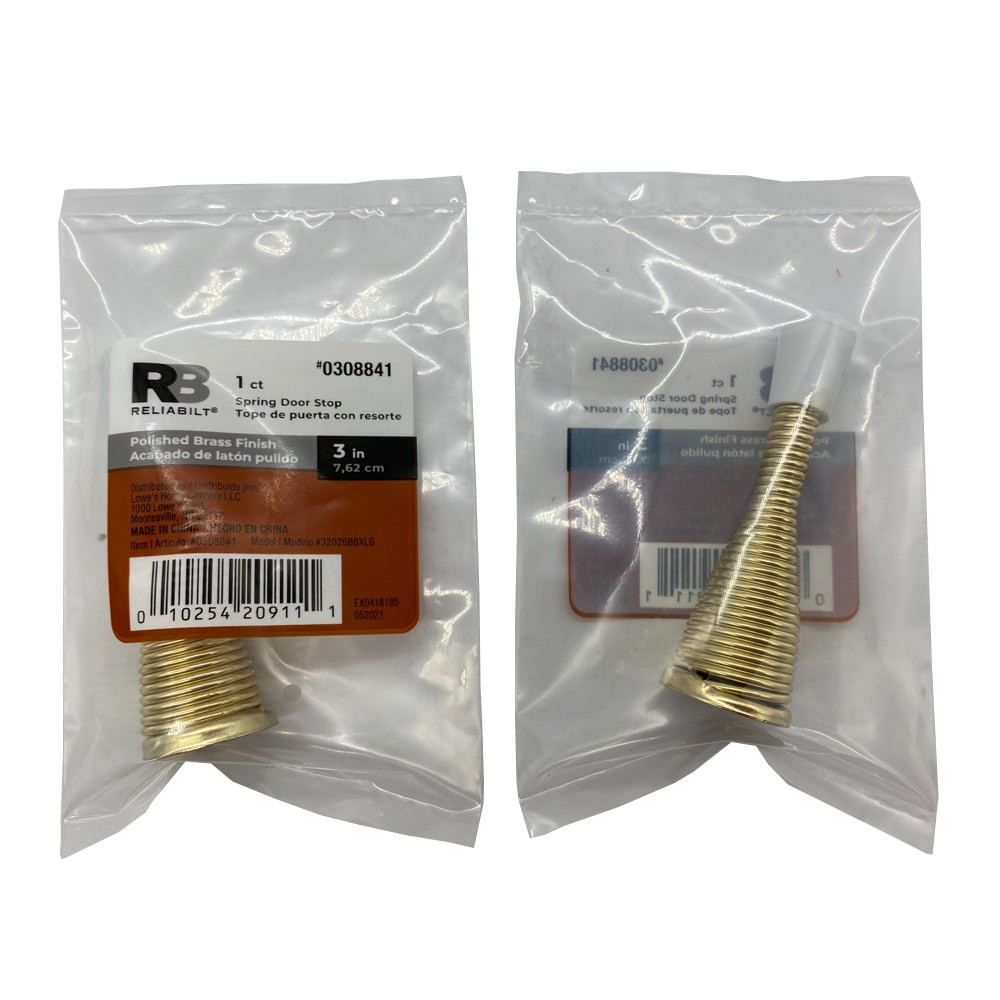 slide 5 of 6, RELIABILT 2-9/10-in Polished brass Spring Door Stop, 1 ct
