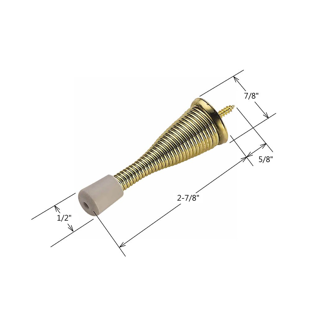 slide 6 of 6, RELIABILT 2-9/10-in Polished brass Spring Door Stop, 1 ct