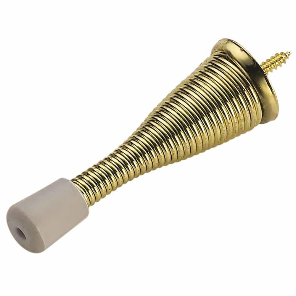 slide 1 of 6, RELIABILT 2-9/10-in Polished brass Spring Door Stop, 1 ct