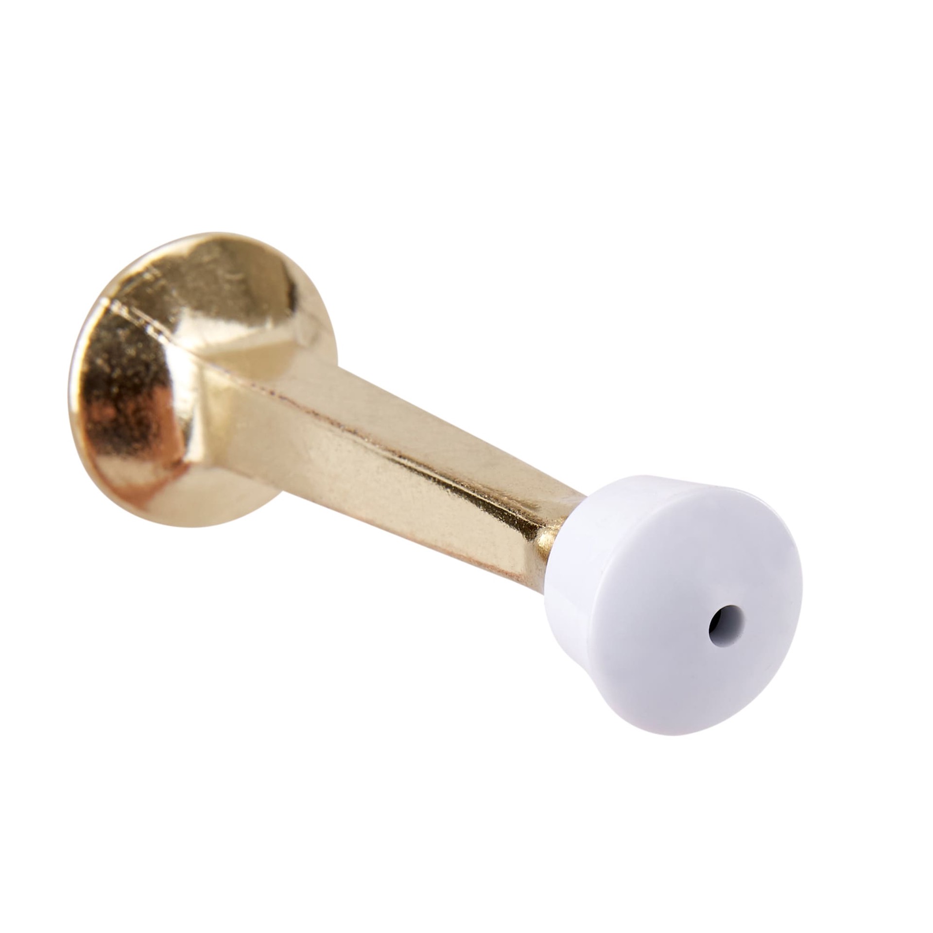 slide 2 of 6, RELIABILT 3-7/10-in Polished brass Rigid Door Stop, 1 ct
