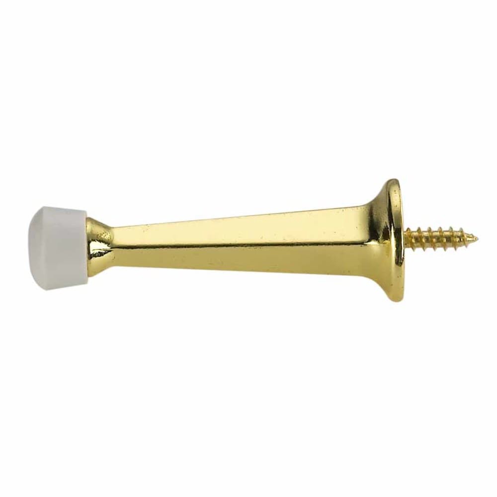 slide 1 of 6, RELIABILT 3-7/10-in Polished brass Rigid Door Stop, 1 ct
