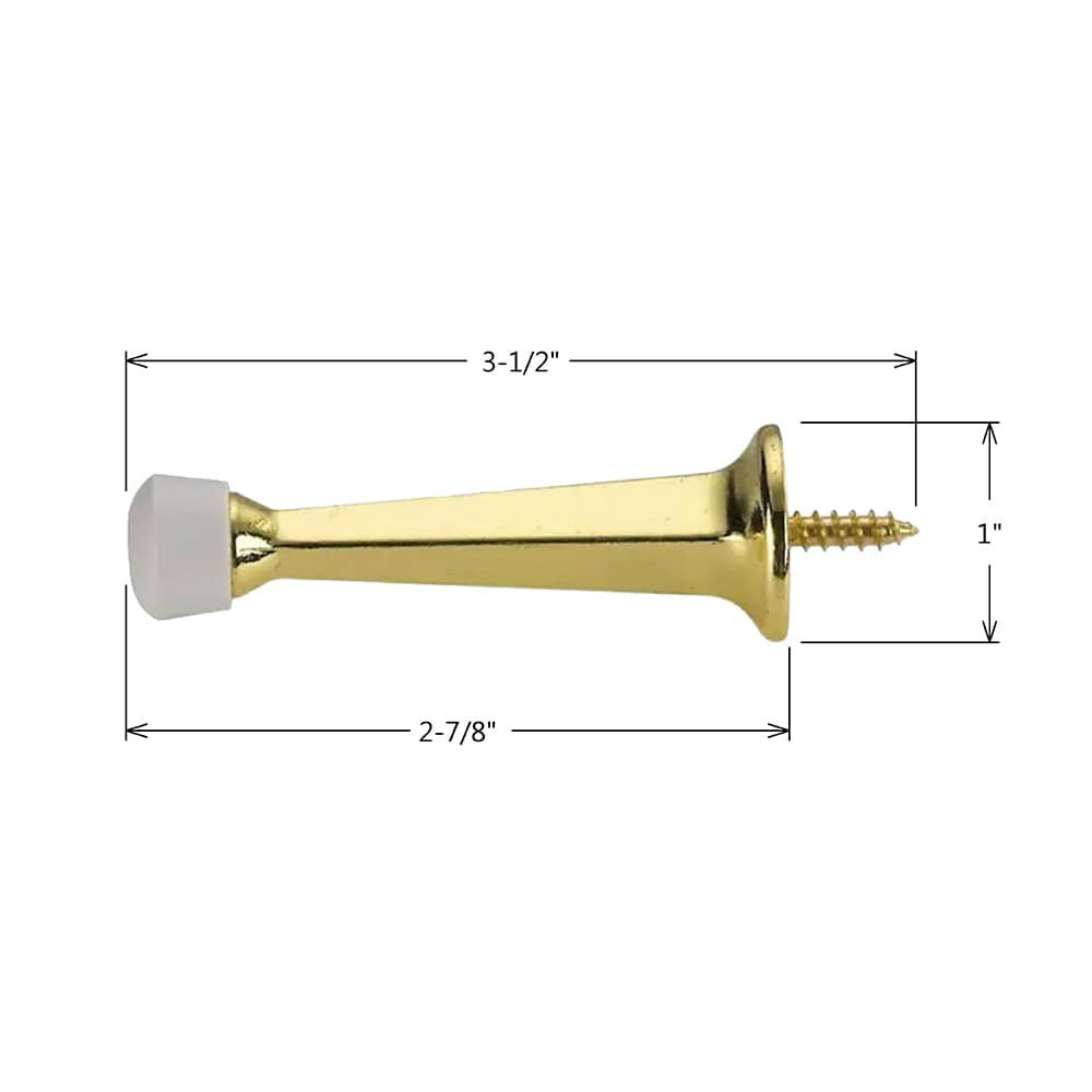 slide 6 of 6, RELIABILT 3-7/10-in Polished brass Rigid Door Stop, 1 ct