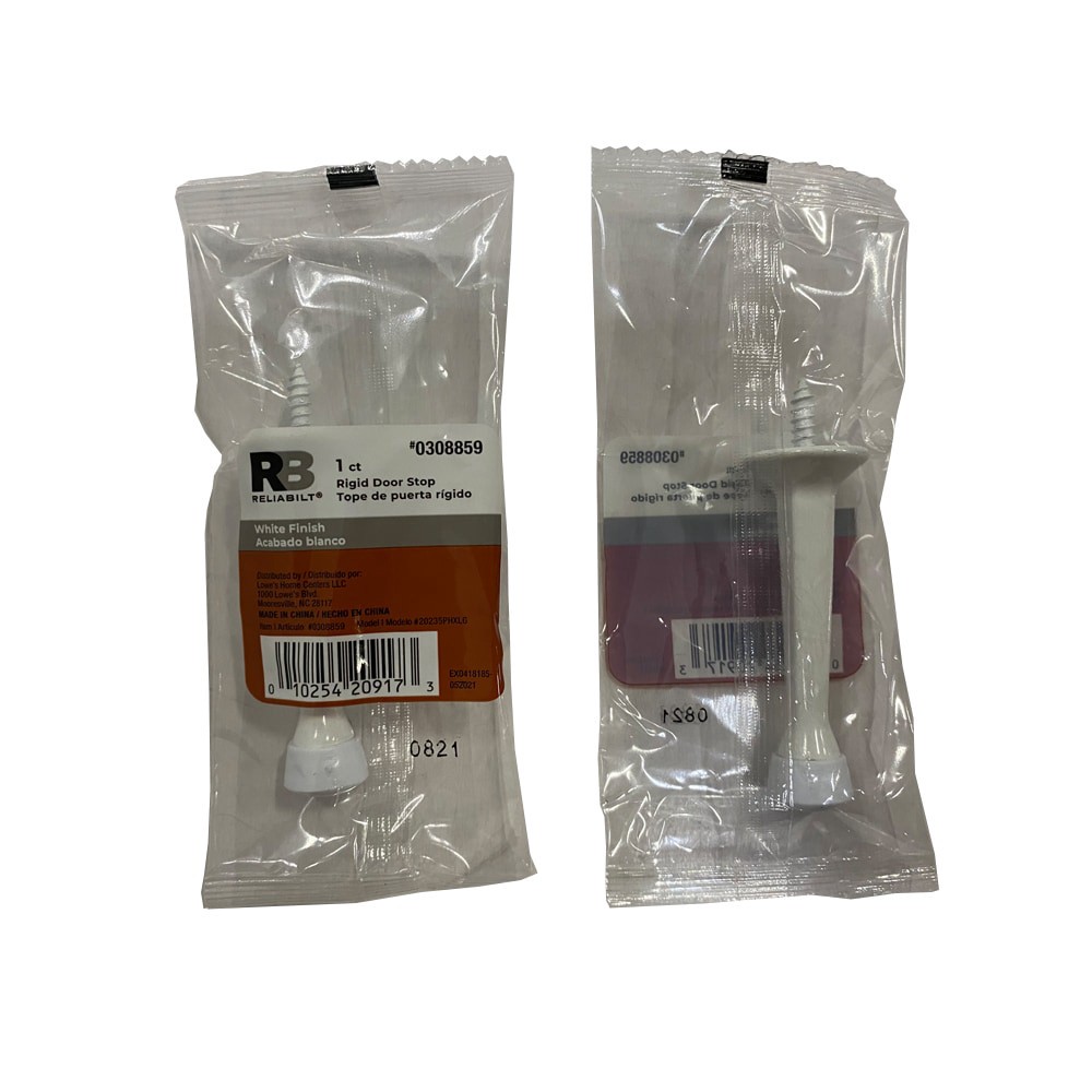 slide 5 of 6, RELIABILT 3-7/10-in White Rigid Door Stop, 1 ct