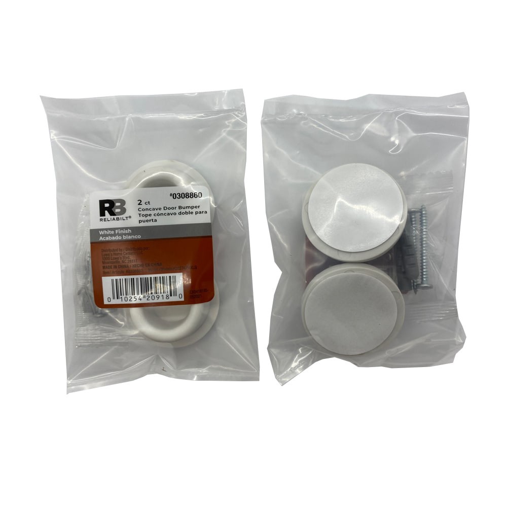 slide 4 of 5, RELIABILT 7/8-in White Concave bumper Door Stop 2 -Pack, 1 ct