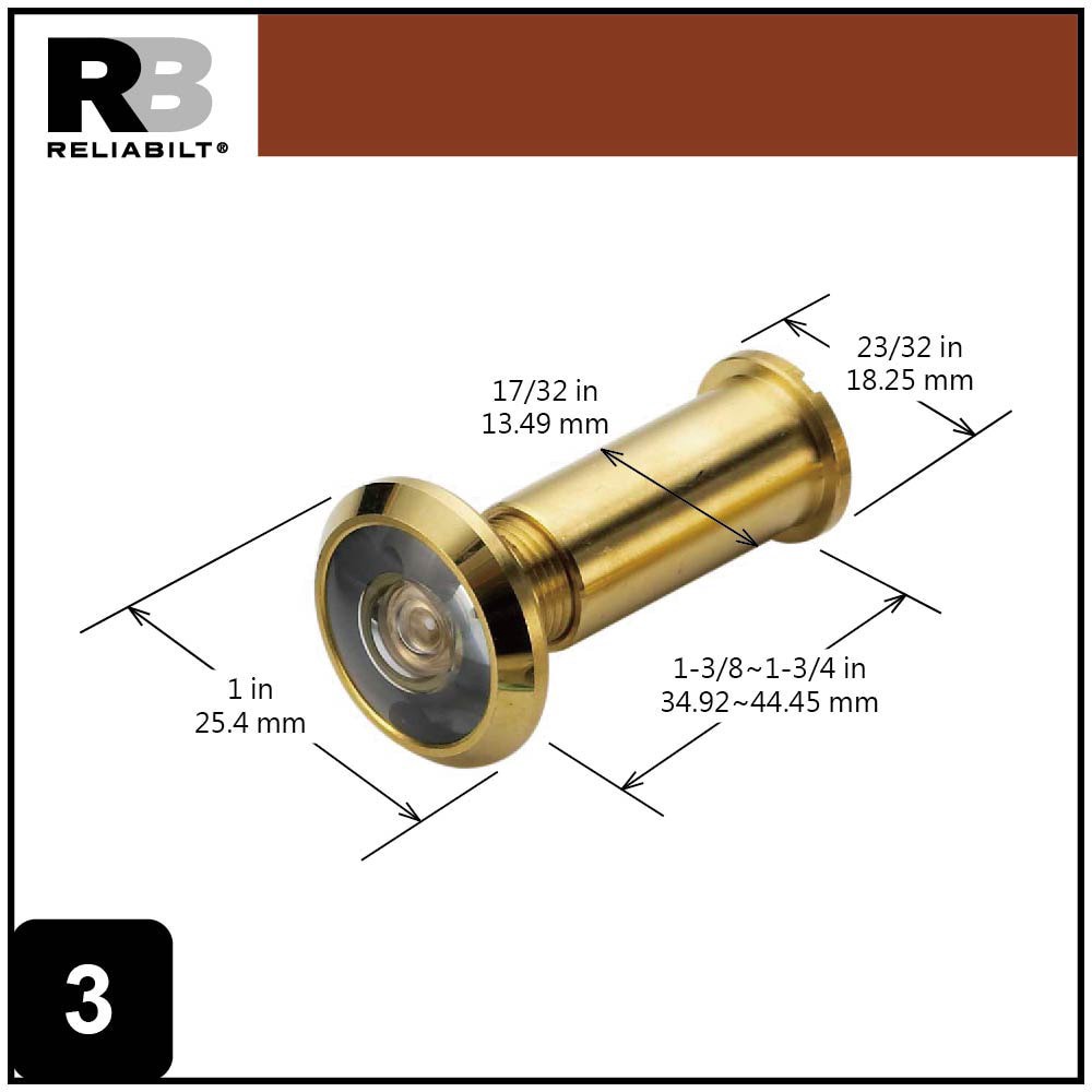 slide 5 of 6, RELIABILT 1.03-in Diameter 200-degree View Door Viewer, 1 ct