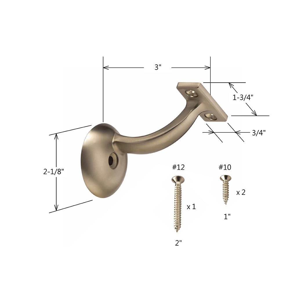 slide 4 of 5, RELIABILT 2.125-in x 3-in Satin Nickel Painted Zinc alloy Interior Handrail bracket, 1 ct