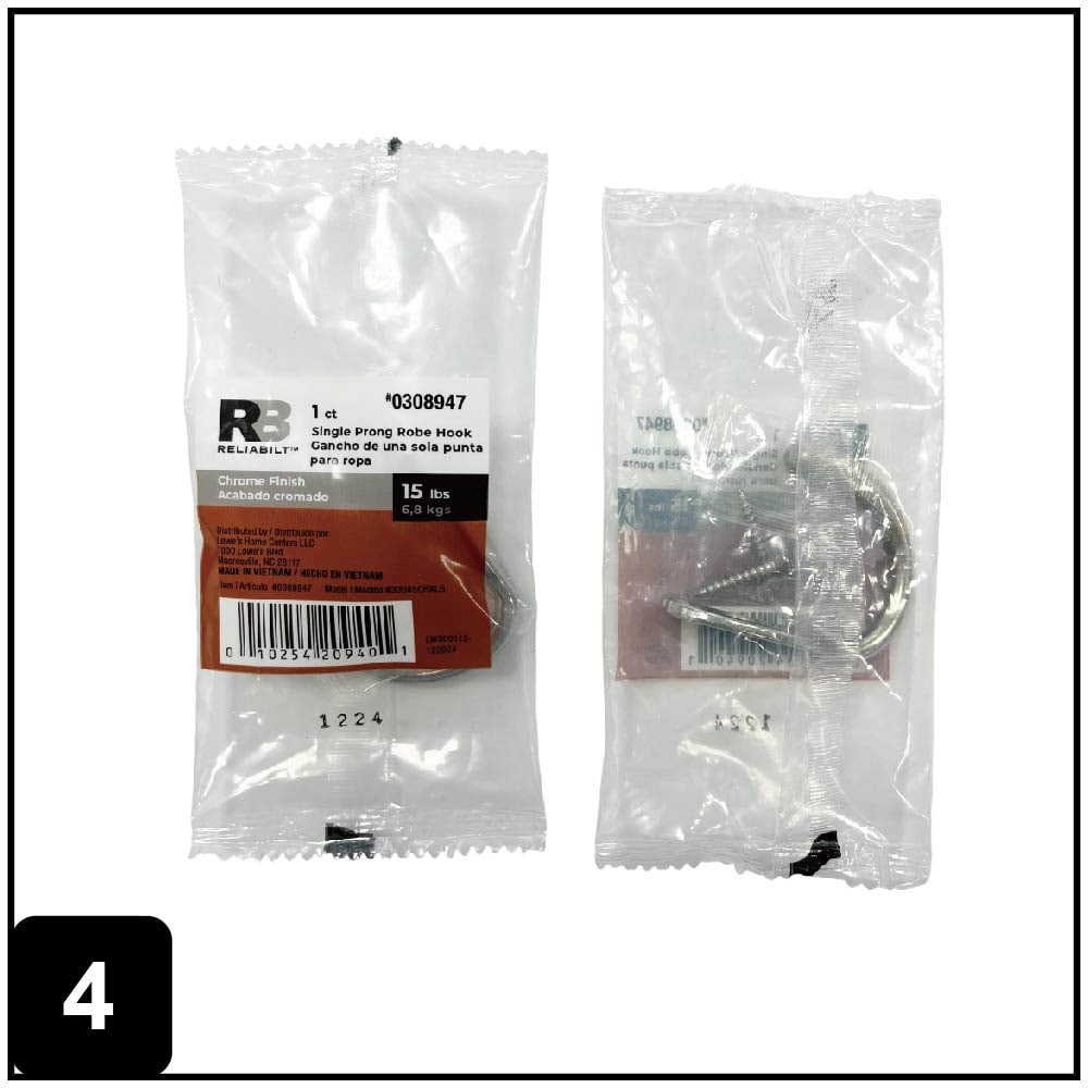 slide 4 of 6, RELIABILT Robe hooks Polished Chrome Single-Hook Wall Mount Towel Hook, 1 ct