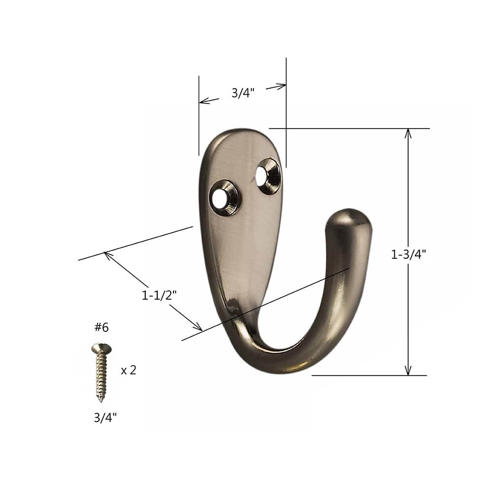 slide 5 of 5, RELIABILT Robe hooks Satin Nickel Single-Hook Wall Mount Towel Hook, 1 ct